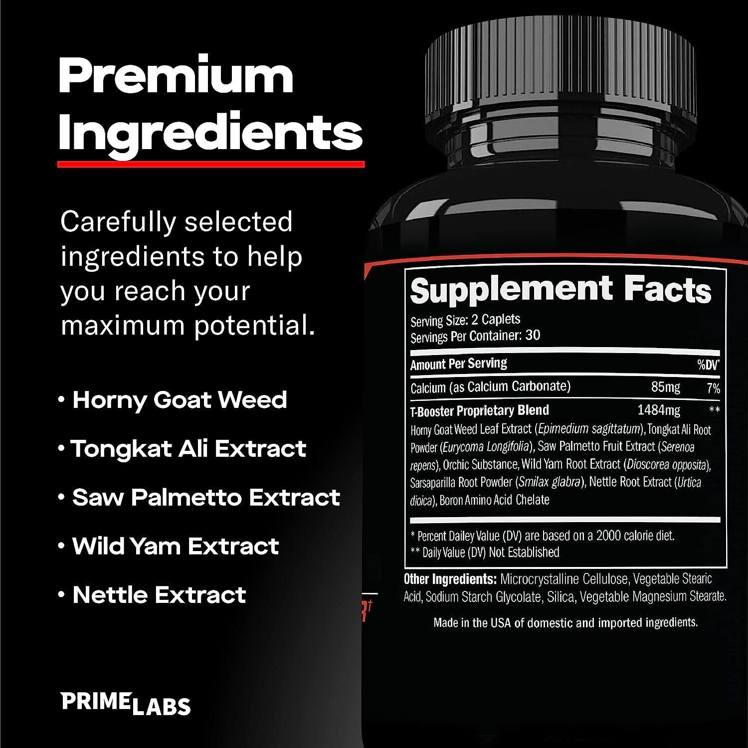 PRIME TEST Capsules - Testosterone Booster for Men, Energy & Endurance 120 Caps Secondary image