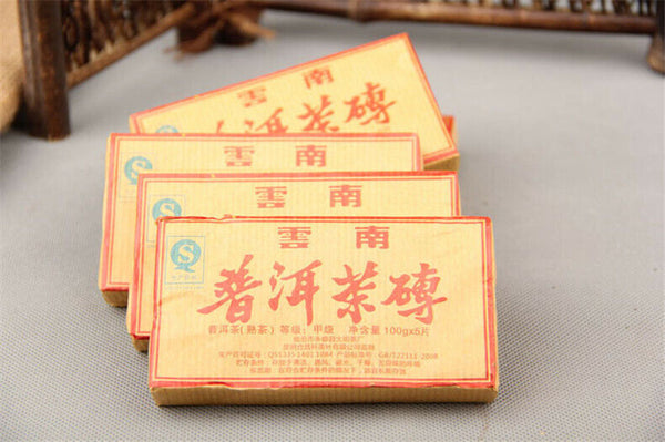 HelloYoung Natural Cooked Tea Manufactured Old Tea China Pu-erh Black Tea Cakes 5pcs*100g