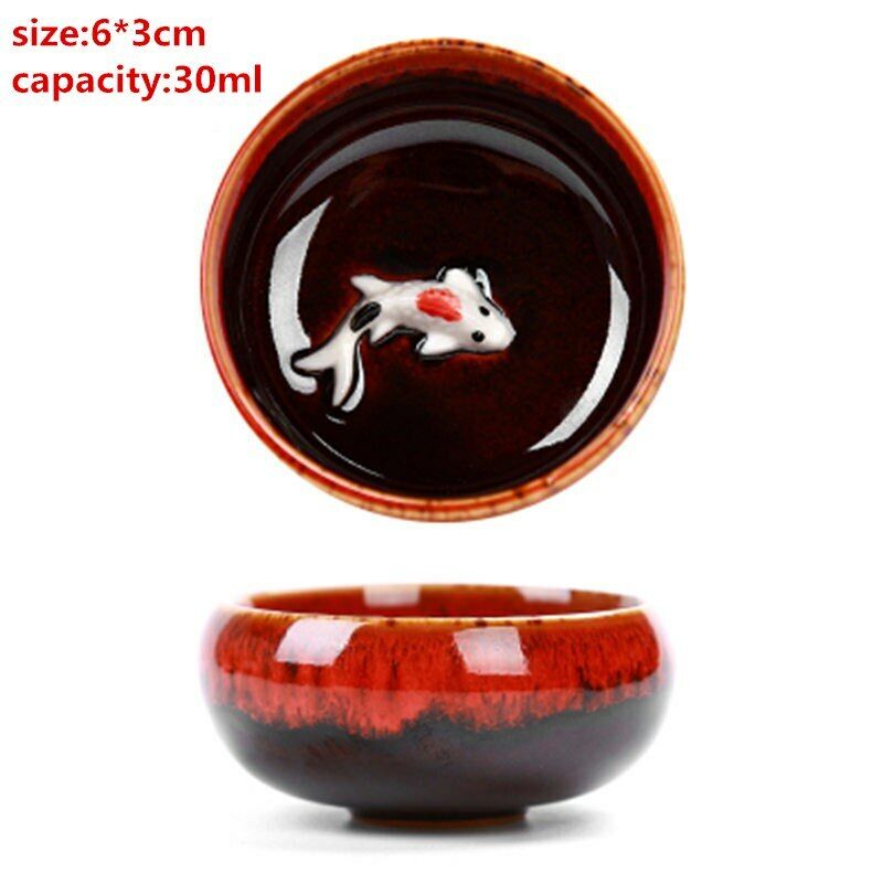 4 pcs/lot 3D Ceramic CupTea Set Carp Gifts Tea Cup Dehua Binglie China Kung Fu Secondary image