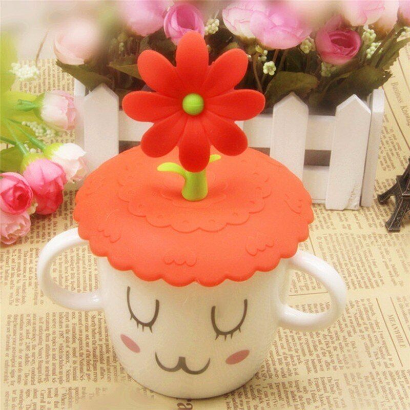 Cup Cover Lovely Anti-dust Silicone Saplings Coffee Kids Cup Cap Airtight Spoon