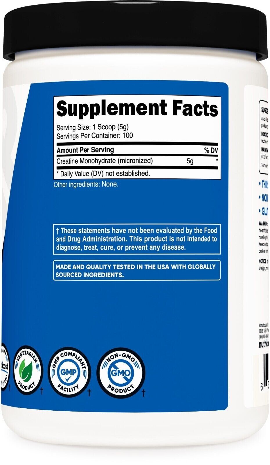 Nutricost Pure Creatine Monohydrate 500 Gram Powder