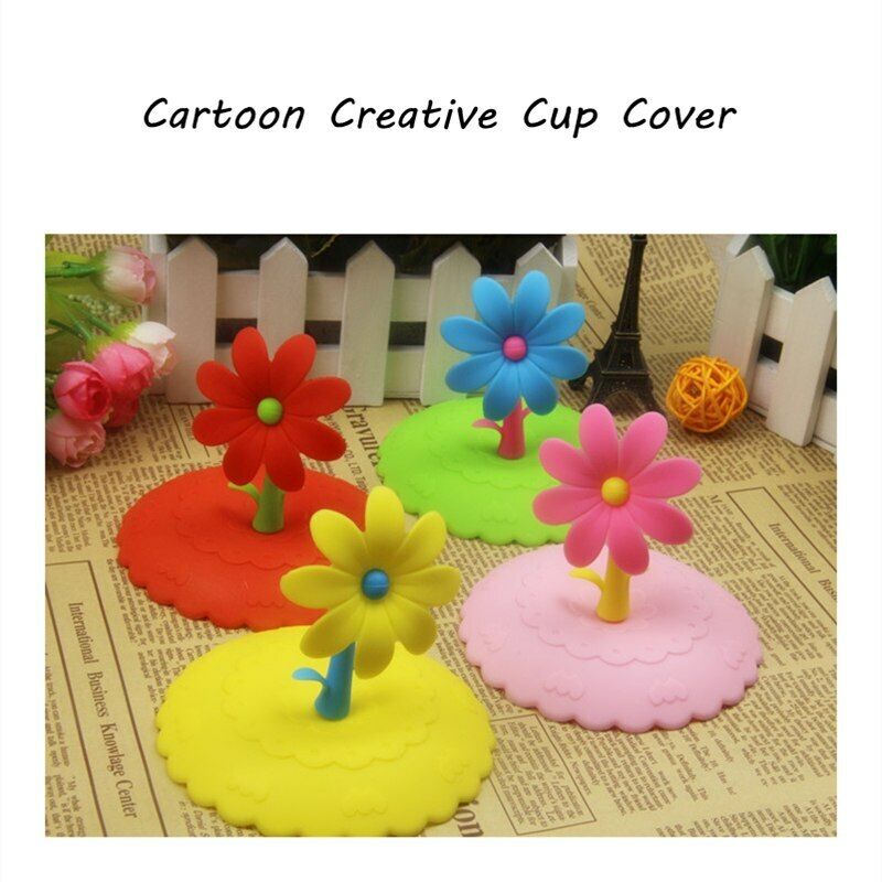 Cup Cover Lovely Anti-dust Silicone Saplings Coffee Kids Cup Cap Airtight Spoon