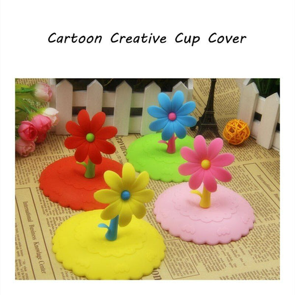 Cup Cover Lovely Anti-dust Silicone Saplings Coffee Kids Cup Cap Airtight Spoon