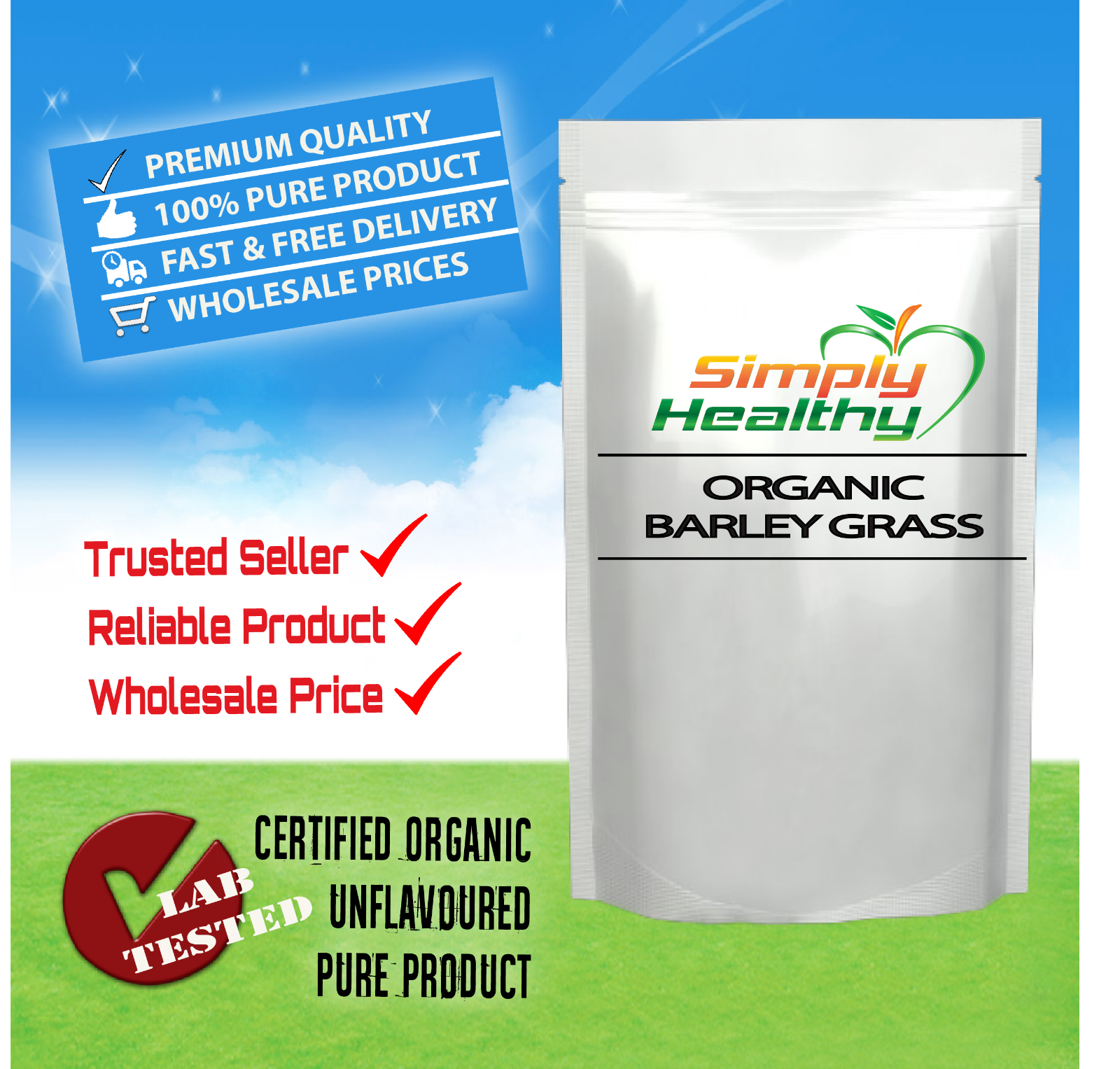 Organic Barley Grass Powder, Cert Organic 1Kg, Best Available Promotion Main image