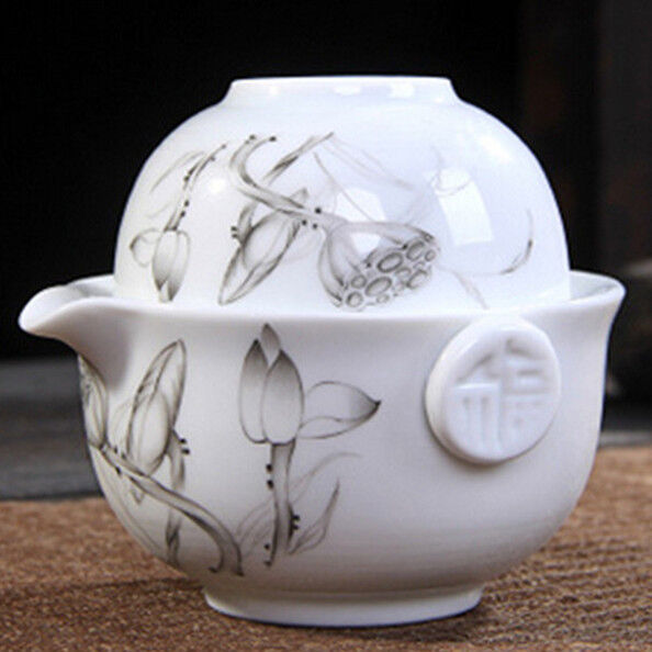 Tea Set Include 1 Pot 1 Cup Elegant Gaiwan Eeasy Teapot Kettle Porcelain Teapot