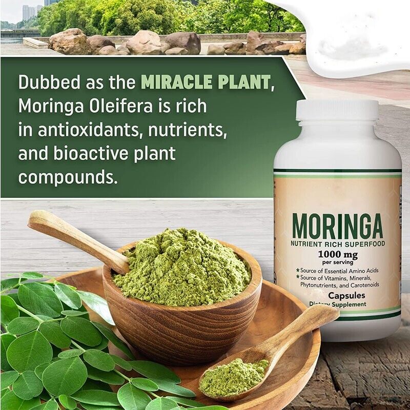 250 Capsules Moringa Oleifera Leaf Powder 5000mg - Organic, YOKABA