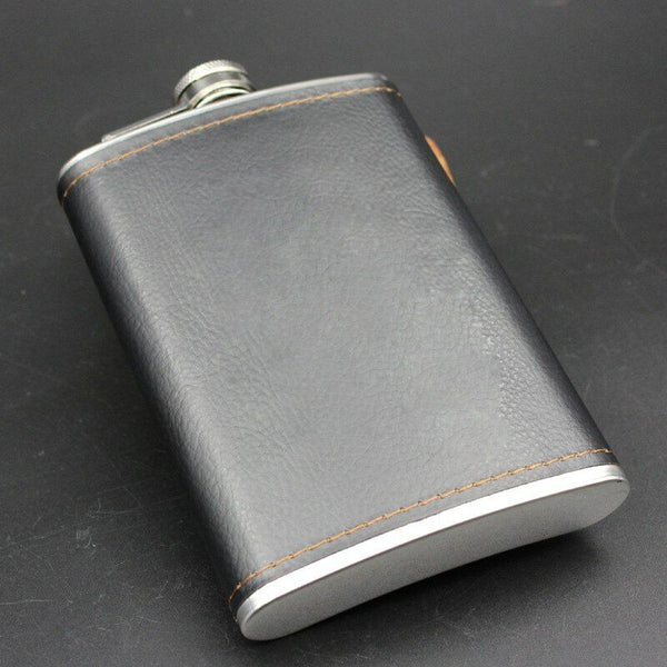 9oz Stainless Steel Hip Flask Leather Whiskey Wine Bottle Alcohol Pocket Flagon