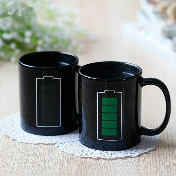 Ceramic Mug Cup Battery Magic Positive Energy Color Changed Coffee Tea Milk Mugs