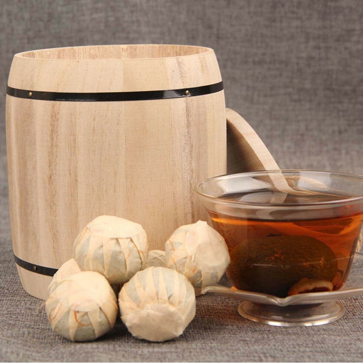 HelloYoung Puerh Tea Orange  Peel Ripe Puerh Tea Small Green Mandarin Shu Cha Barrel  250g Secondary image