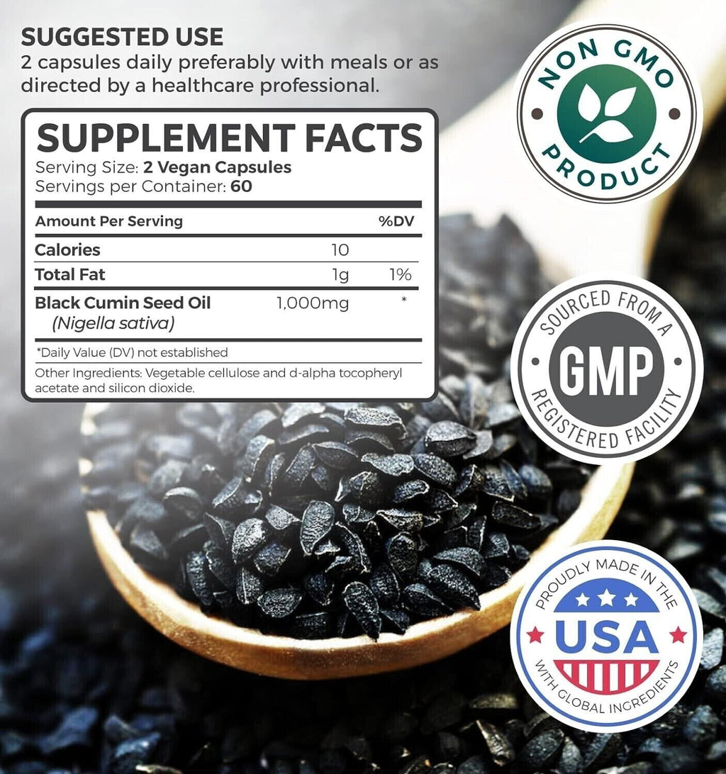Healths Harmony Black Seed Oil Softgel Capsules (NON-GMO & Vegan)