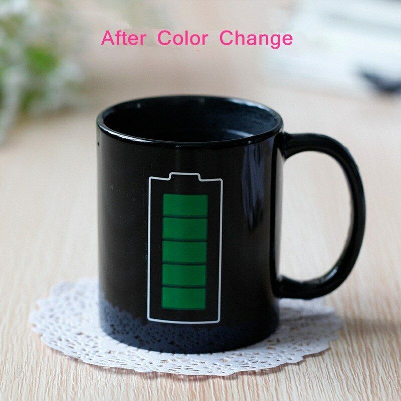 Ceramic Mug Cup Battery Magic Positive Energy Color Changed Coffee Tea Milk Mugs