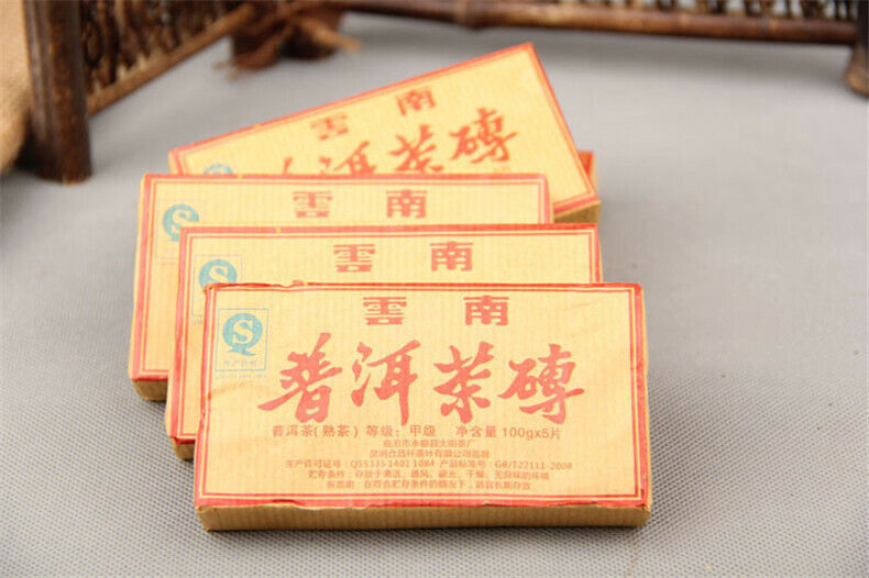 HelloYoung Natural Cooked Tea Manufactured Old Tea China Pu-erh Black Tea Cakes 5pcs*100g