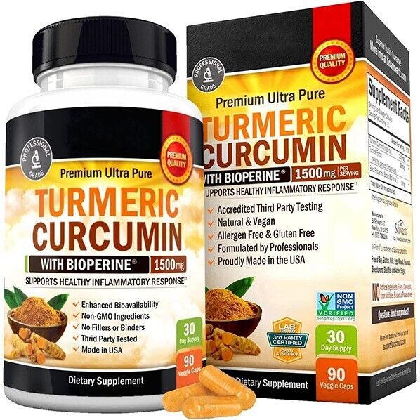 Turmeric Curcumin with Bioperine 2600mg High Absorption Triple Strength Capsules Main image