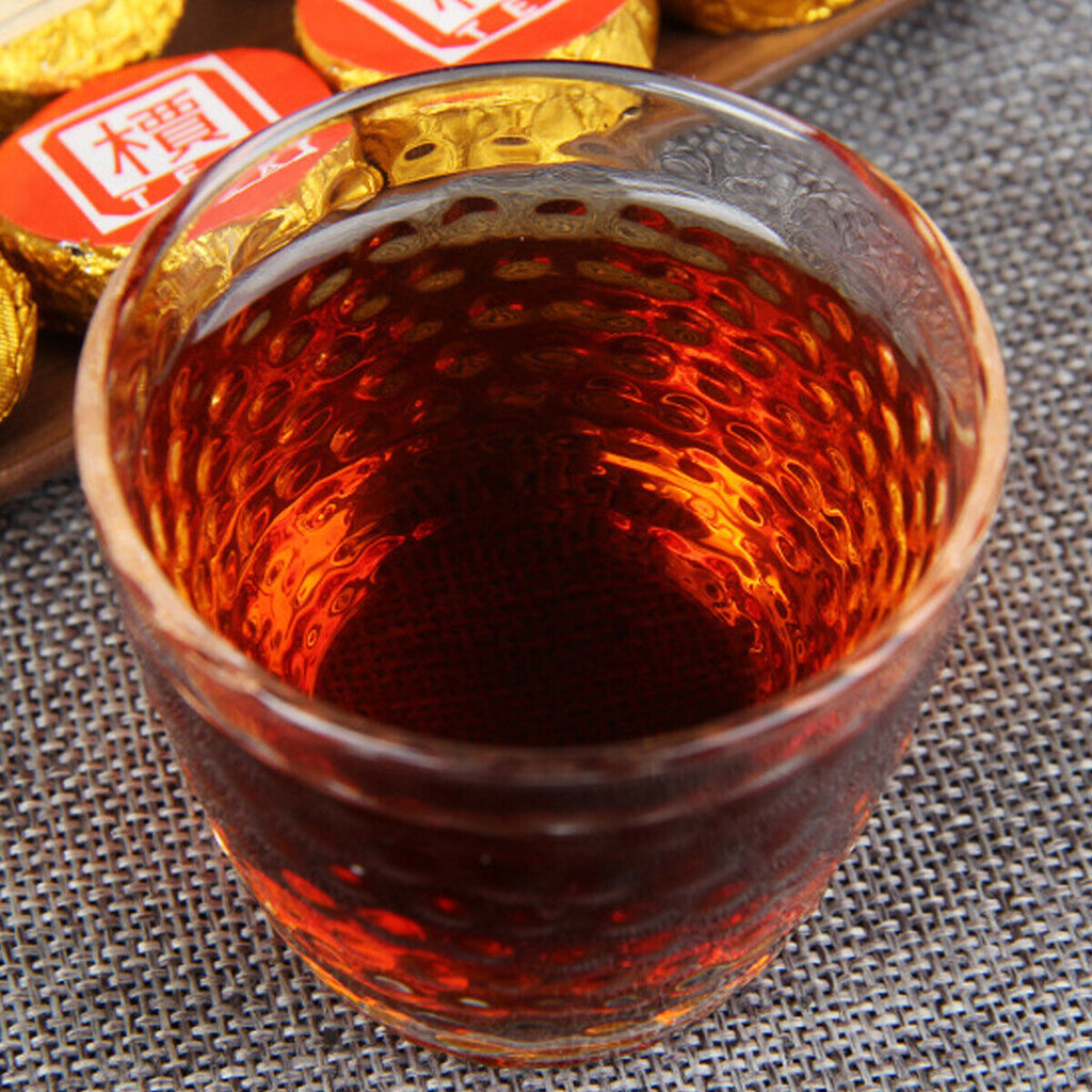 HelloYoung Small Golden Cake Premium Bamboo Basket Ripe Puer High Quality Puerh Tea 500g