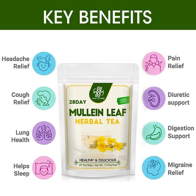 100% Natural Mullein Leaf Herbal Tea For Lung Cleansing Relief Cough Metabolism Main image
