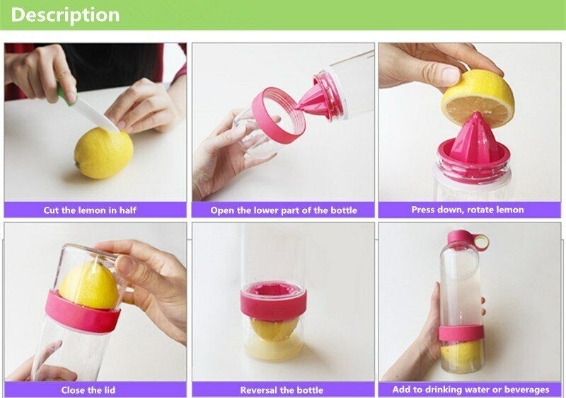 Sports Outdoor Bottles Juice Drinkware Lemon Fruit Plastic Bottle Drinking Water