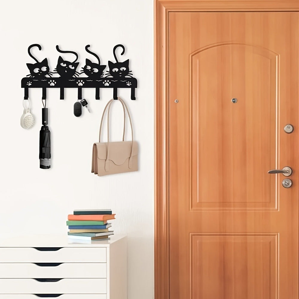 CIFbuy™ Metal Cat Wall Hooks - 1pc Adorable Feline Design Iron Hanger, Key & Small Items Organizer with Stylish Home Decor, Wall-Mounted Metal Iron Rack Perfect for Bedroom, Bathroom & Entryway Walls, Key Holder for Charming Home Organization Home Fu