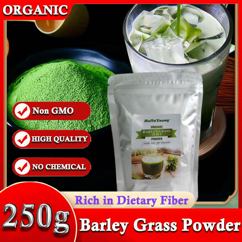 HelloYoung Hot selling 100% pure barley leaf juice powder green barley grass juice powder Body Detoxification and Weight Loss Barley Health Matcha Beverage