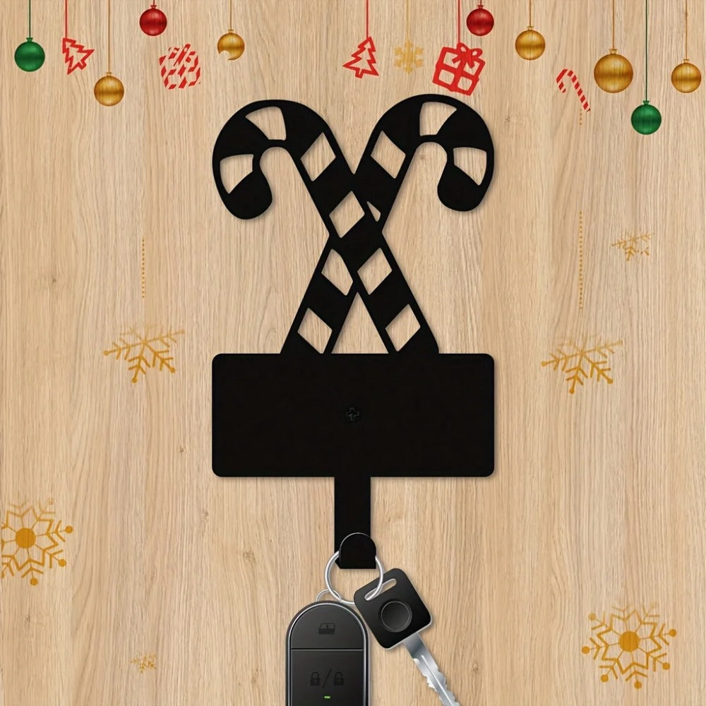 HelloYoung Festive Metal Candy Cane Utility Hooks, Perfect for Key & Belt Hanging, Ideal Christmas Wall Decor for Festive Occasions, Durable Hanging Organizer, Cute Holiday Themed Hooks for Entryway Kitchen