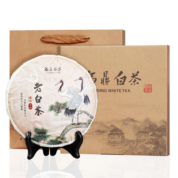HelloYoungTea 300g(10.58Oz) Fuding White Tea Date White Tea Cake Tea Gift Box Packaging