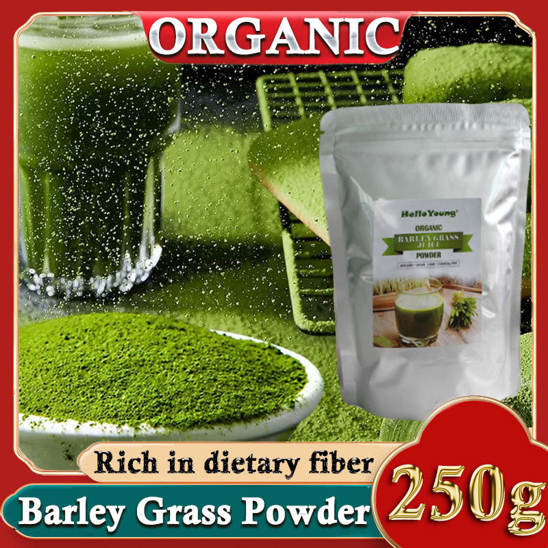HelloYoung Barley Grass Powder 100% Pure & Organic Organic Barley Grass Powder Pure Organic Barley for Women and Men 250g Barley Green Grass Juice Powder with Rich Dietary Fiber, No Addtives Main image