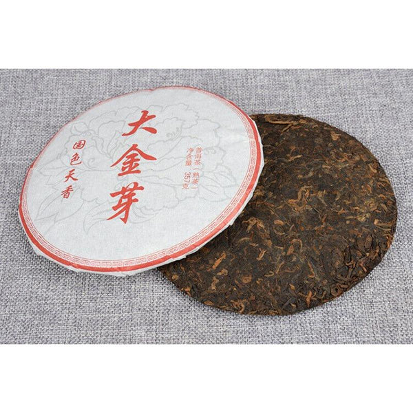 Yunnan Pu'er Ripe Tea 357g Big Golden Bud Ripe Puerh Tea Cake