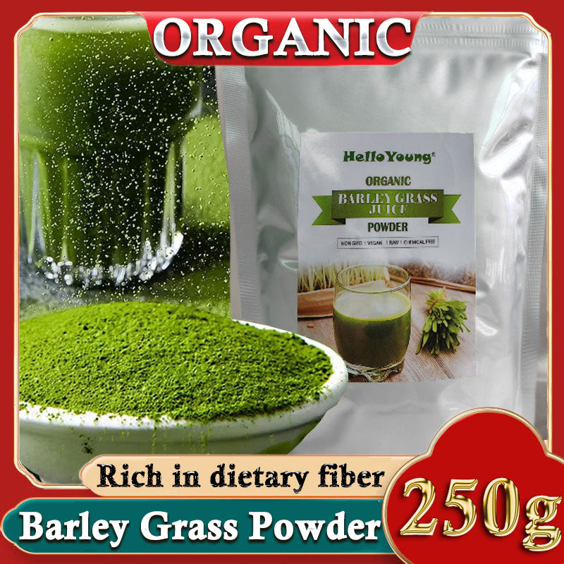 HelloYoung 250g Organic Barley Grass Powder Gluten Free Non-GMO Superfood Vegan Vegetarian Supplement Ideal For Detox and Cleanses Main image