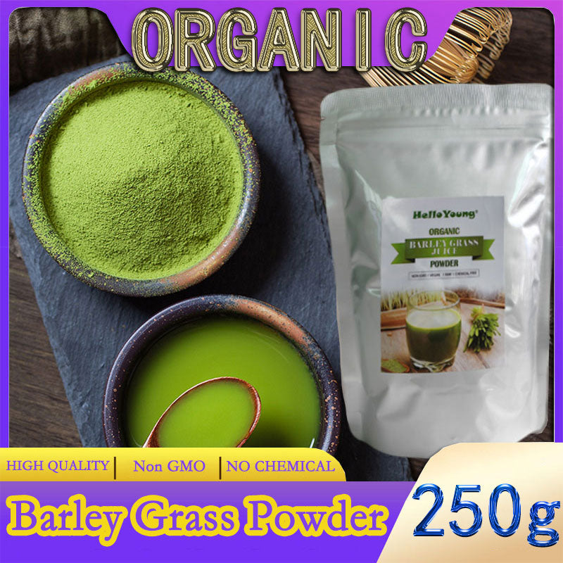 HelloYoung Organic Barley Grass Powder original 250g barley grass official store Low Carb Diabetic Friendly e for weight loss body detoxification, moistening intestines Main image