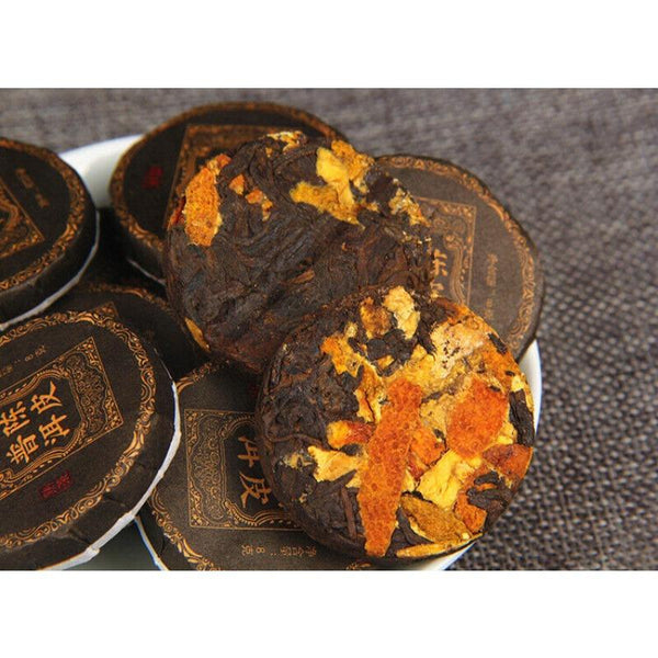 500g Yunnan Chenpi Pu'er tea cake citrus ripe tea black tea small jade cake
