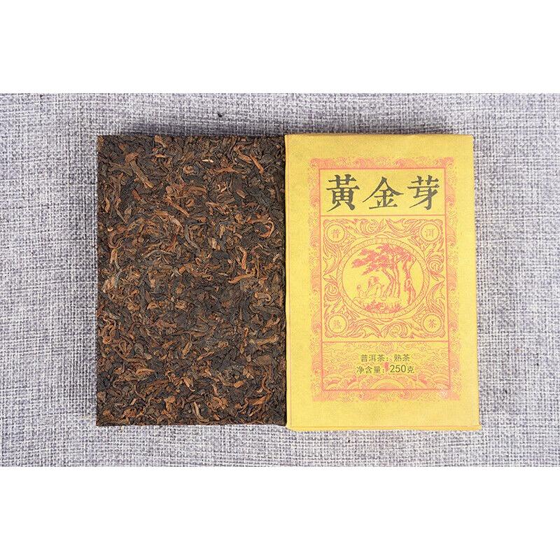HelloYoungTea Yunnan Pu'er Ripe Tea Golden Bud Ripe Tea Brick 250g