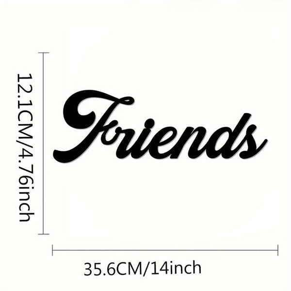 1pc "Friends Love" Metal Wall Art - A captivating iron art silhouette. It serves as a charming home accent, ideal for creating stylish and heartwarming interior spaces.Statue ornaments