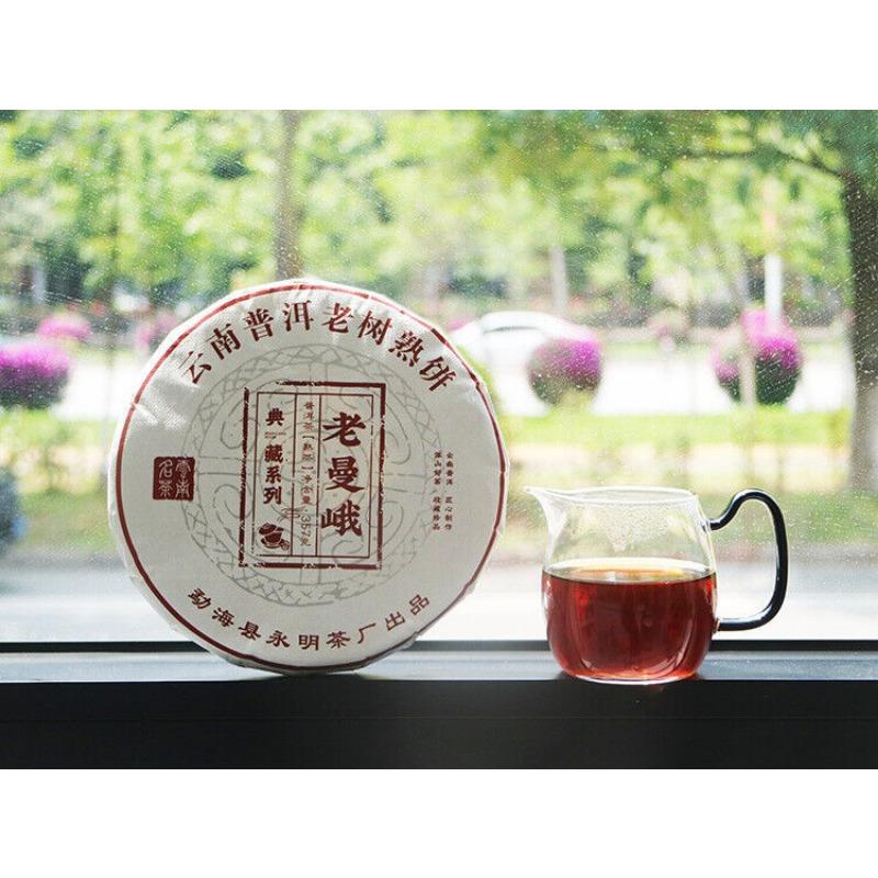 HelloYoungTea 357g Old Man'e Pu'er Tea Cooked Tea Cake Menghai Brown Mountain Qizi Cake