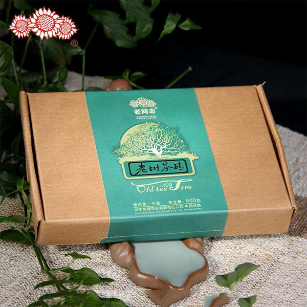 Haiwan Old Comrade Organic Old Tea Tree Pu-erh Brick 2012 500g Raw Pu'er Puer