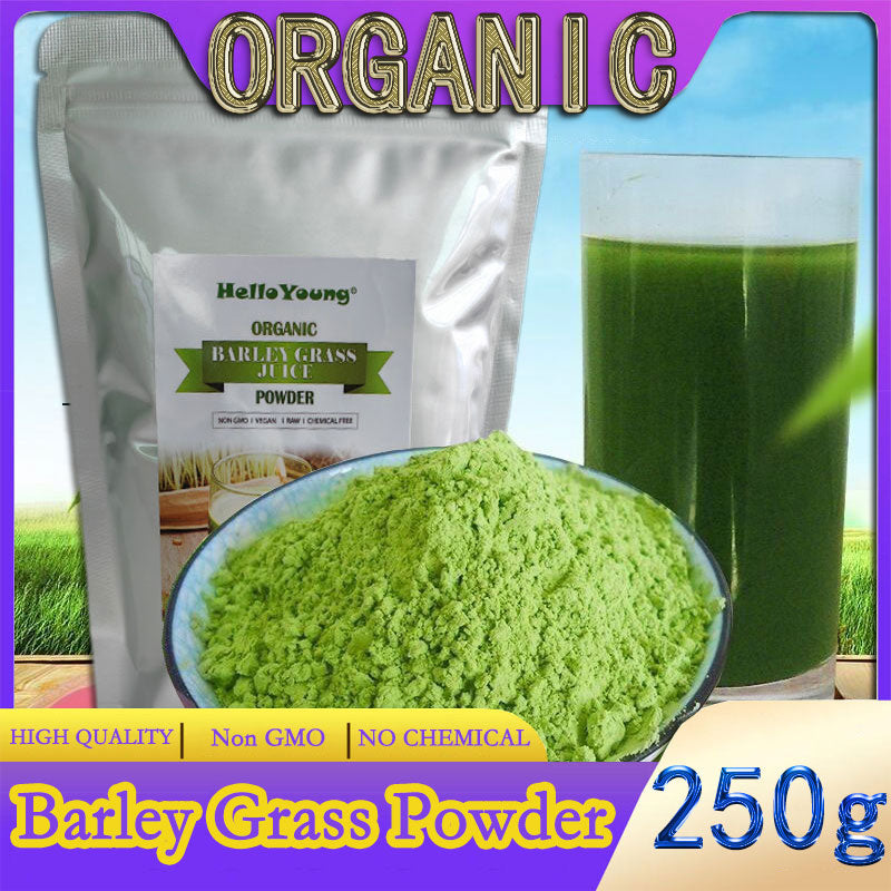 HelloYoung Barley grass official store Organic Barley Grass Powder original 250g 100% Natural Superfood, Vegan, Gluten Free, Non-GMO, Kosher Main image
