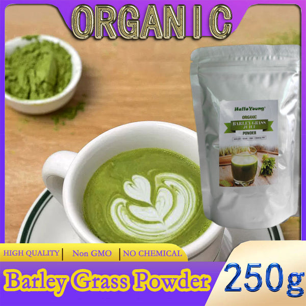 HelloYoung Organic Barley Grass Powder original 250g barley grass official store pure organic barley 100% Natural Superfood, Vegan, Gluten Free, Non-GMO, Kosher