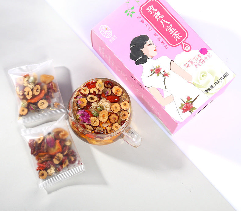 HelloYoung Health Care Natural Babao Tea Includes Longan Rose Jujube Herbal Tea 180g 15 Bag Main image