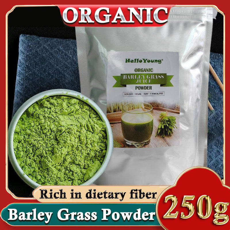 HelloYoung 250g Organic Barley Grass Powder Gluten Free Non-GMO Superfood Vegan burning fat, purifying liver, lowering cholesterol, beautiful skin