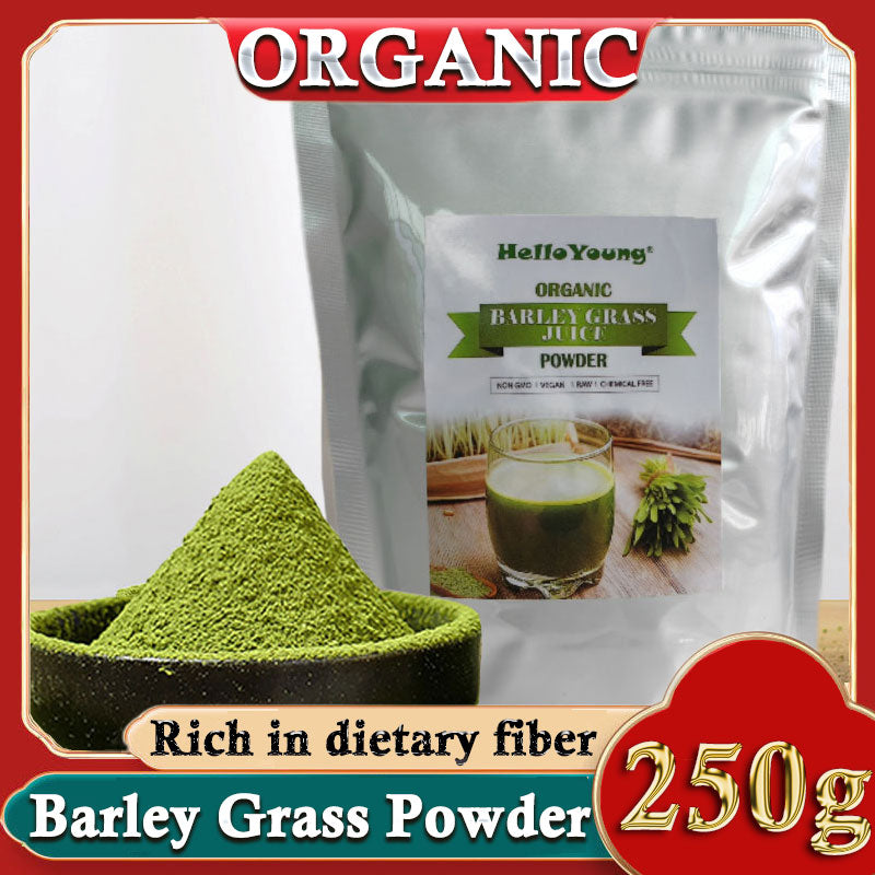 HelloYoung 250g Organic Barley Grass Powder Gluten Free Non-GMO Superfood Vegan Body Detoxification and Weight Loss Barley Health Matcha Beverage Main image