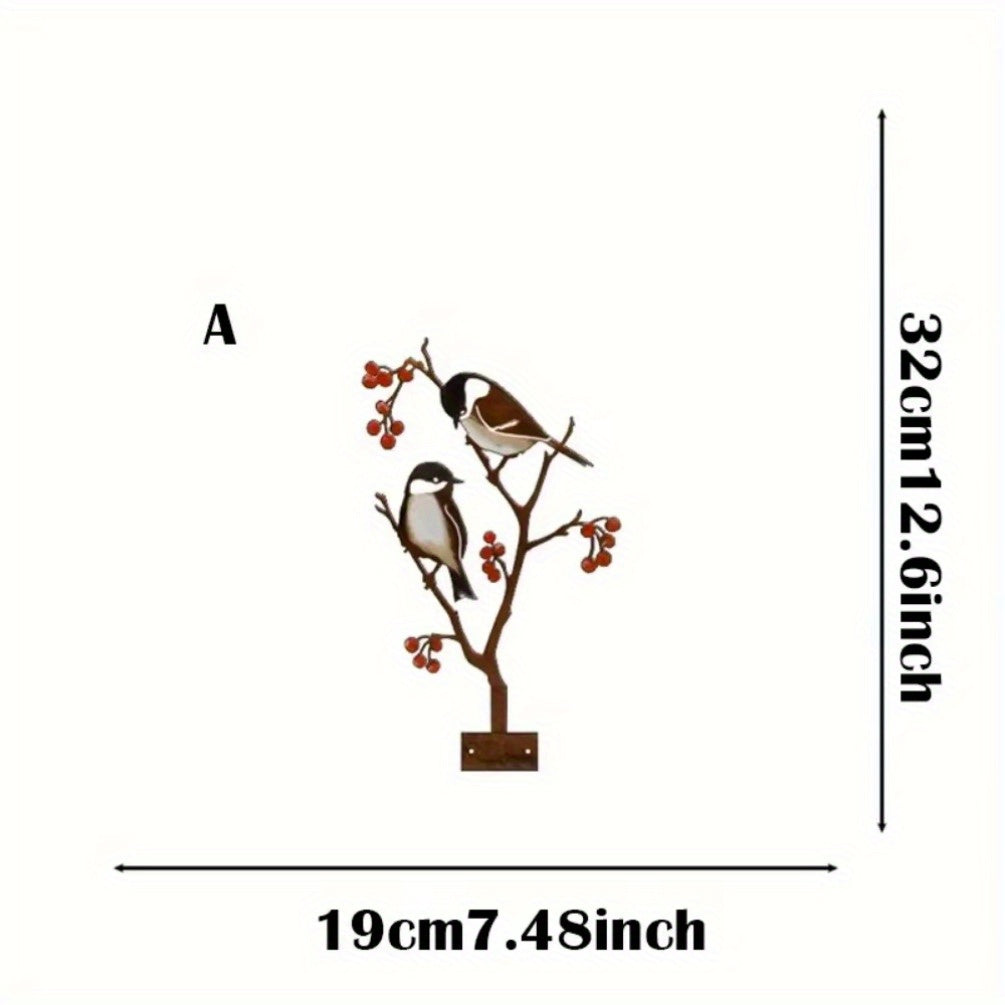 HELLOYOUNG,Impressive Single Artistic Outdoor Garden Bird Decoration: Impactfully Designed Metal-cut Flowerpot Silhouette Wall Decor for Birds - Makes a Strong Statement in Your Garden Decor, Outstanding Wall Sculptures.