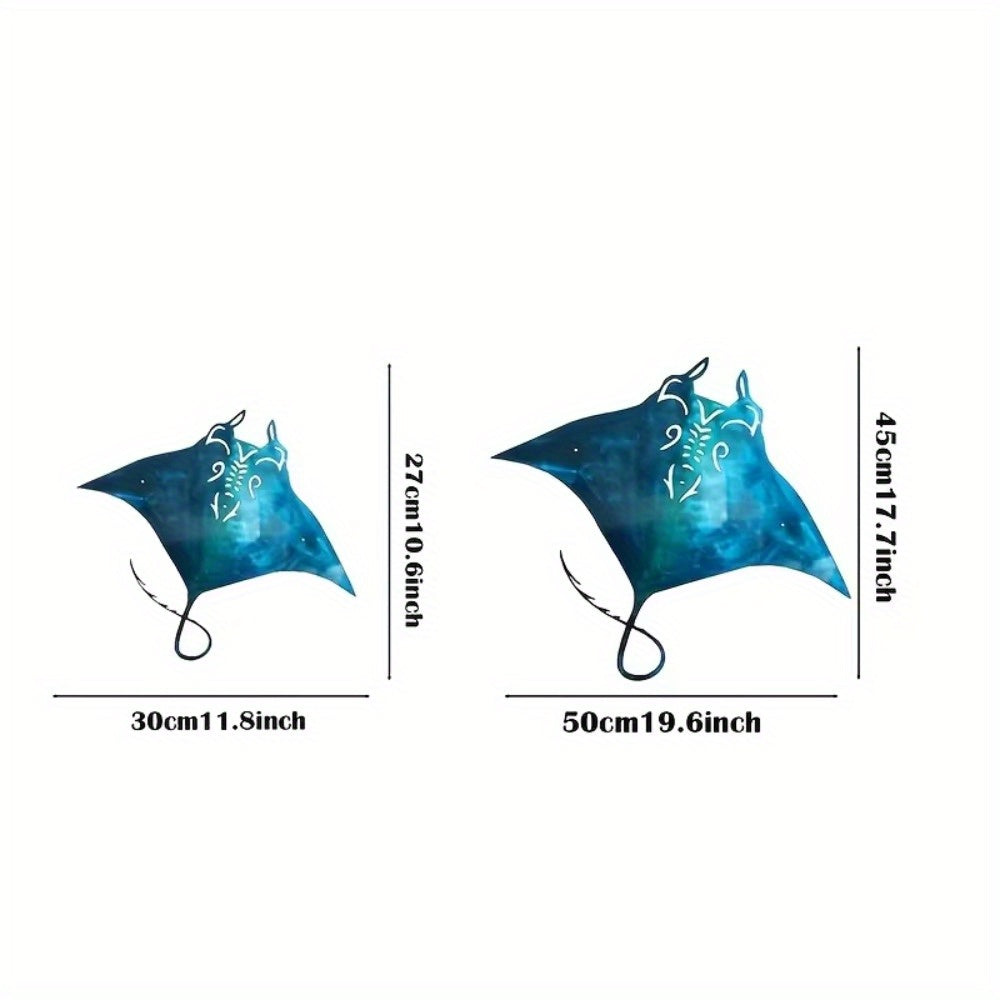 Delightful 1pc Nautical - themed Metal Manta Ray Suspended Wall Decoration: Brings a Sense of Joy to Beach - style Homes with Its Nautical Charm. A Cheerful and Charming Baby Gift, Lovely Wall Sculptures.