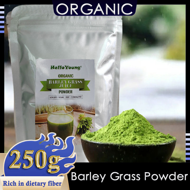 HelloYoung Organic Barley Powder 100% Pure and Natural, No Additives and Preservatives Protein. Great for Juices, Smoothies, Shakes, Yogurts