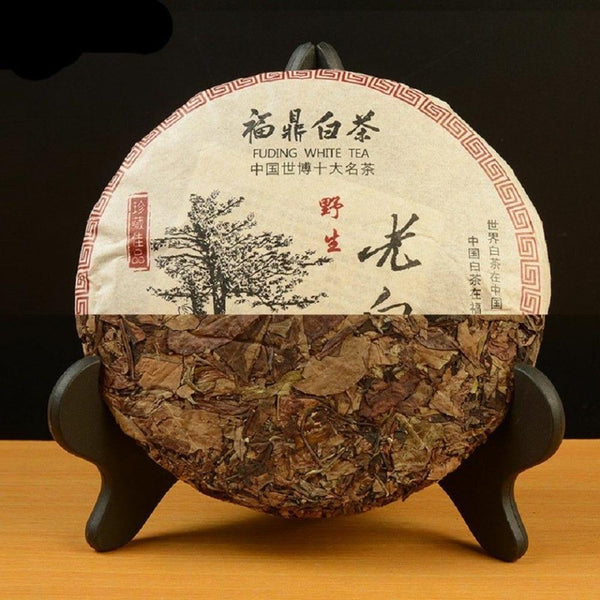 Fuding White Tea Cake Organic Premium Aged Shou Mei Long Life Eyebrow Cake 350g 福鼎有机优质陈年寿眉白茶饼 350克