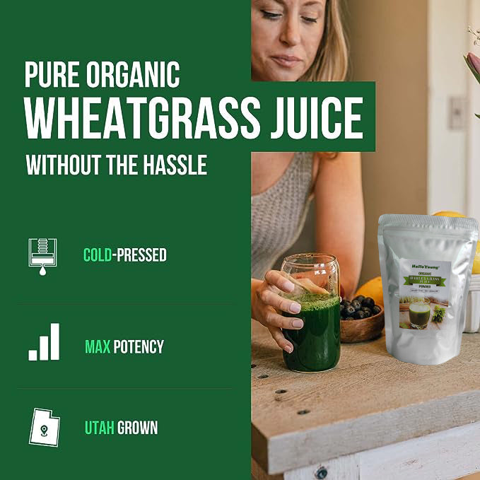 HelloYoung barley grass powder original Rich in Fibers, Vitamins, Minerals, Raw Organic Perfect Food Green Superfood Main image