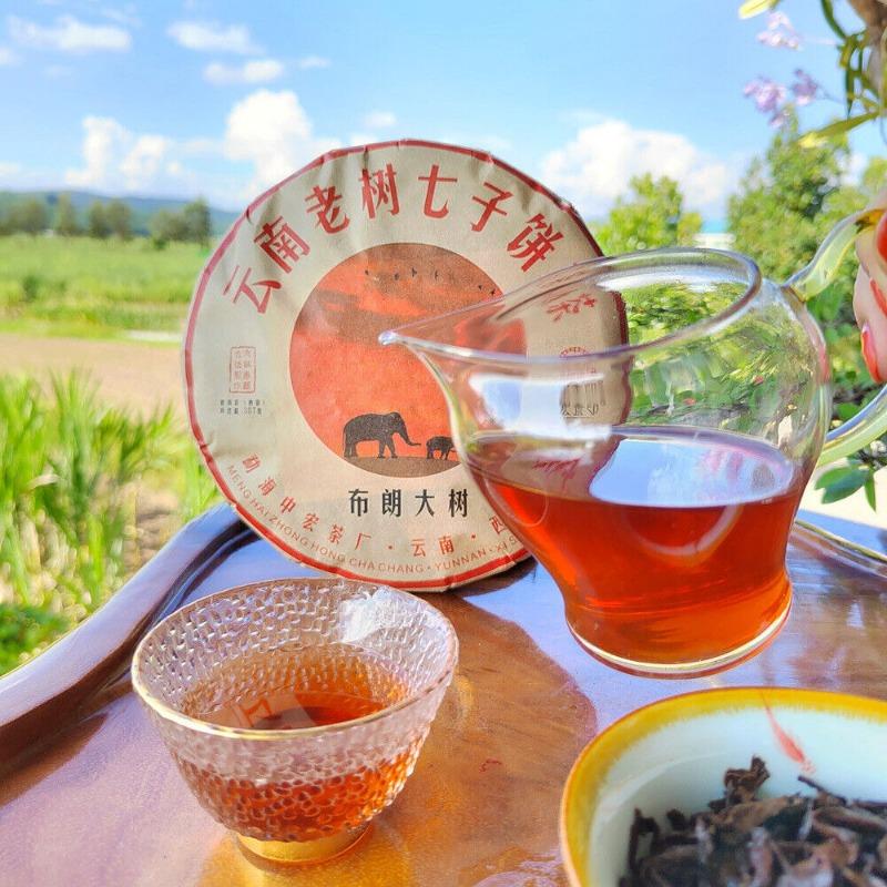 HelloYoungTea Puerh Ripe Tea Brown Mountain Ripe Tea Yunnan Seven Seed Cake Menghai Pu'er