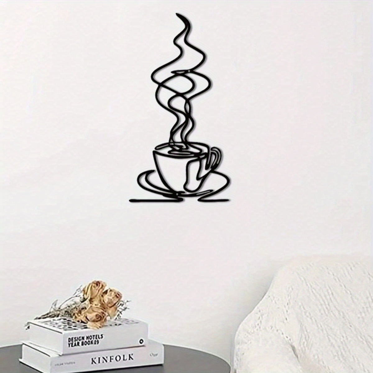 HELLOYOUNG Trendy Metal Coffee Tumbler Wall Ornament - Sleek Style Wall Sculptures, Great Gift for Coffee Devotees, Resistant & Waterproof Decor for Kitchens & Coffee Bars, Stylish Indoor Wall Art
