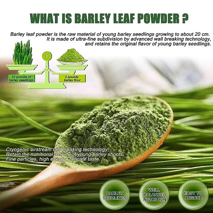 HelloYoung HelloYoung Imported Unsweetened Premium Organic Barley Grass 100% Pure&Natural Nutritionally Complete Mix into Smoothie or Juice