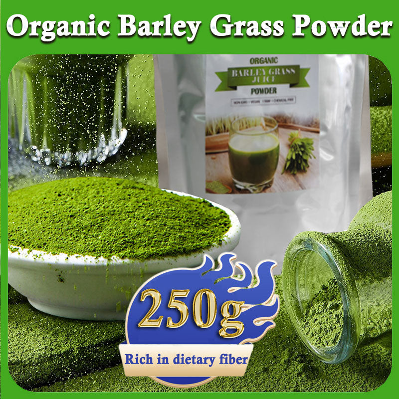 HelloYoung Unsweetened Premium Organic Barley Grass Powder 250g Vegan, Bulk. Good Source of Fiber, Protein. Great for Juices, Smoothies, Shakes, Yogurts Main image