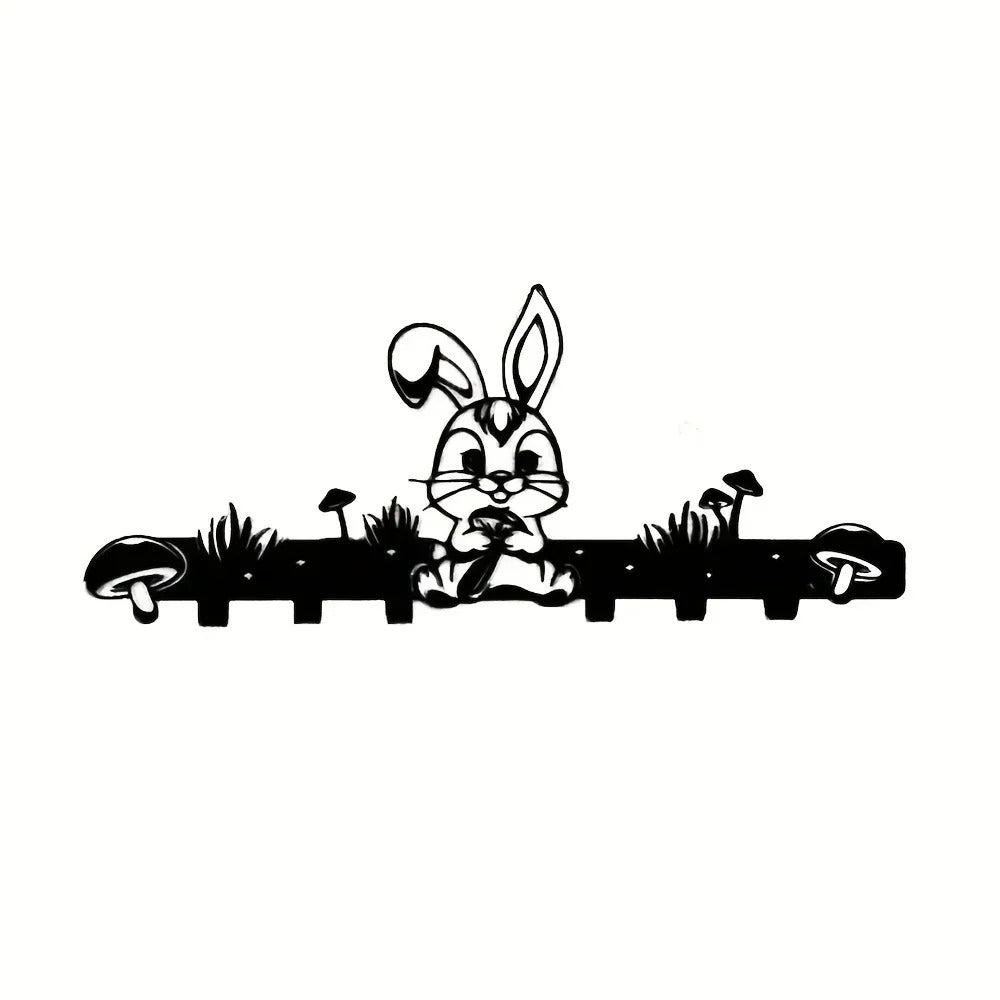 CIFbuy™ Elegant Metal Iron Adorable Rabbit-Bunny Key Hooks - Kids' Coat Hanger & Trendy Key Holder, Multi-Functional Storage with Cute Design - Wall Sculptures
