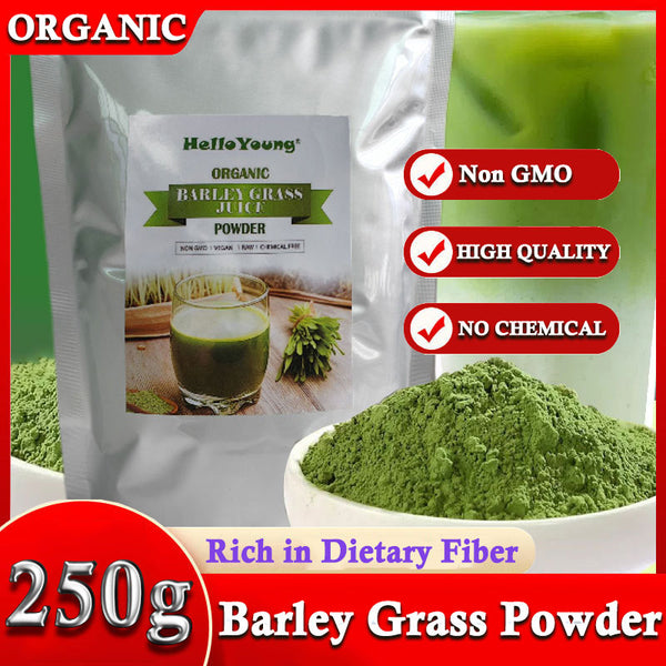 HelloYoung Organic Barley Grass Powder original 250g moistening intestines, burning fat lowering cholesterol, beautiful skin