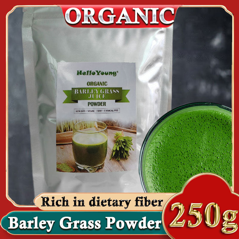 HelloYoung HelloYoung 250g Organic Barley Grass Powder Gluten Free Non-GMO Superfood Mix into Smoothie or Juice I RAW, GREENISH LIKE LEAVES